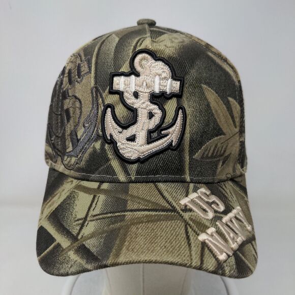 US Navy Anchor Rope Strapback Hat Camo One Size Embroidered Military - Picture 2 of 7